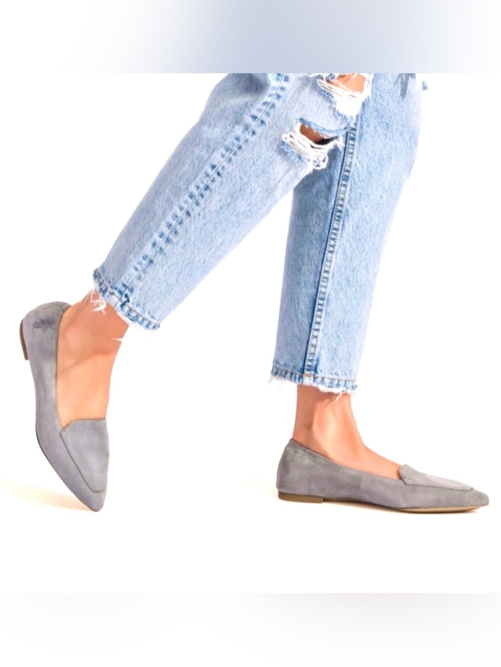 Hush puppies Gray Suede Pointed Loafers - Classic Slip-On